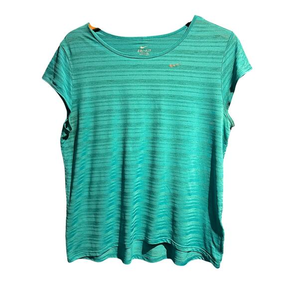 Teal Nike DriFit Workout Top Size Large Lightweight Running Gym Yoga Fitness - Picture 1 of 8